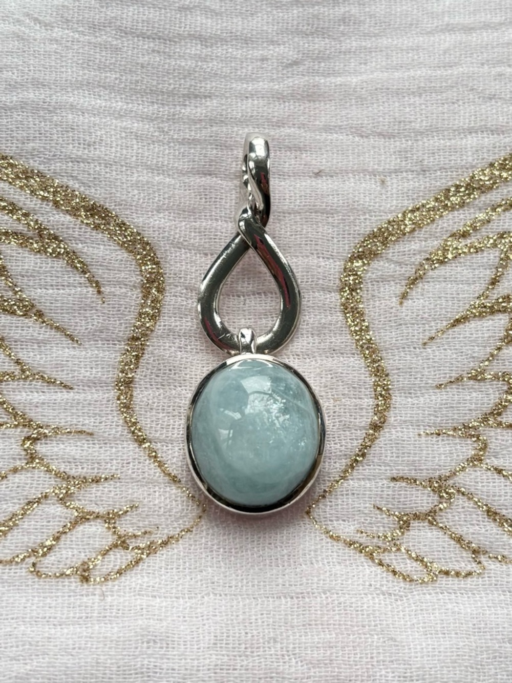 Sterling Silver Aquamarine Drop Pendant - Light Blue